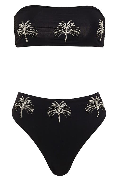 Maaji Midnight Palm Bryn Reversible Bikini Top In Black