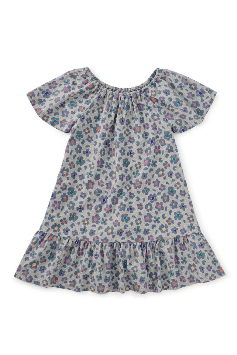 Flutter Sleeve Drop Skirt Dress, Main, color, Jaguar Spot Flowers