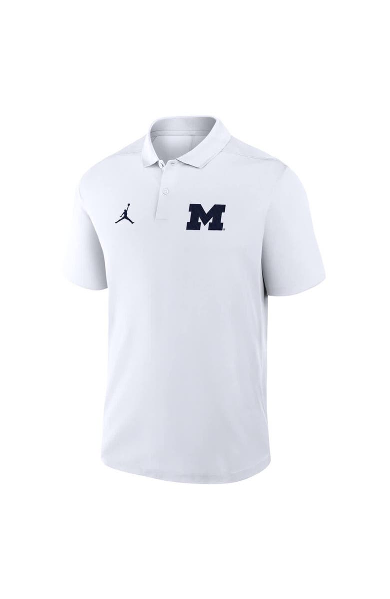 Jordan Brand Men's Jordan Brand White Michigan Wolverines Primetime Victory Primary Logo Performance Polo, Alternate, color, White