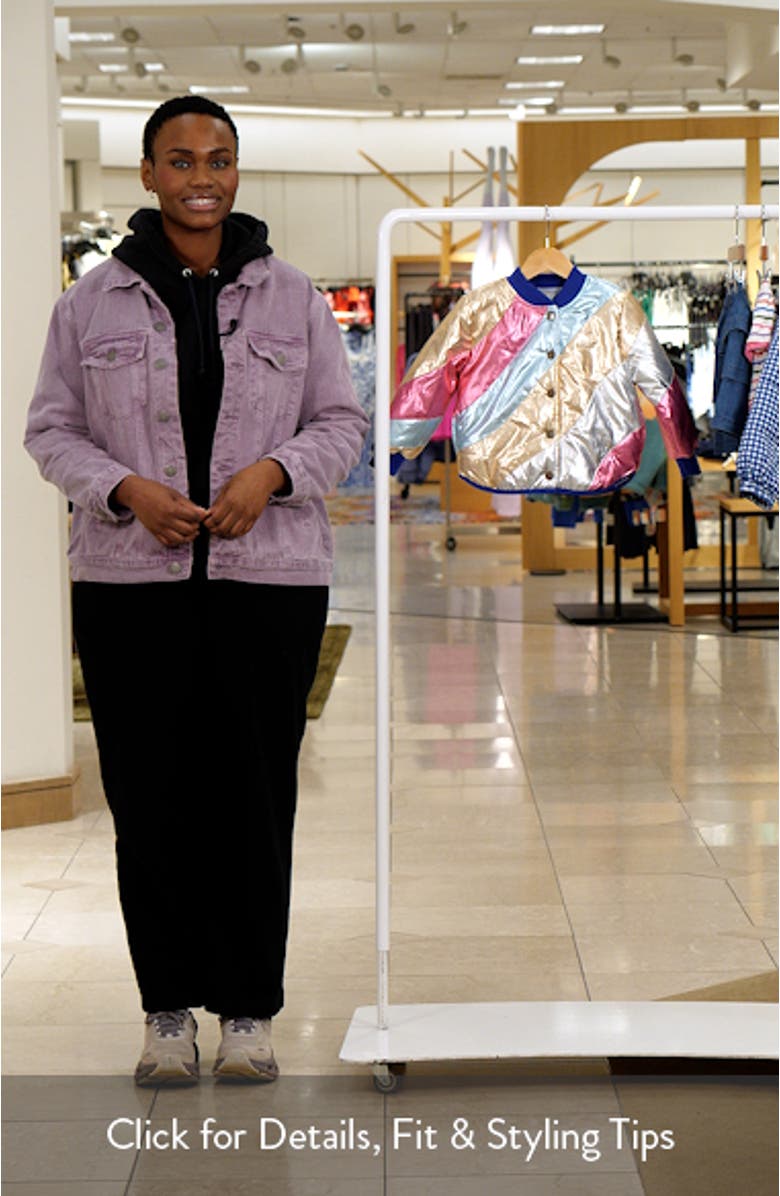 Kids' Stripe Metallic Bomber Jacket, sales video thumbnail