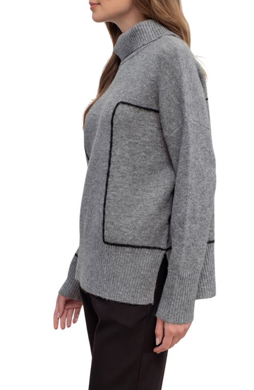 Blu Pepper Stripe Turtleneck Sweater In Heather Grey