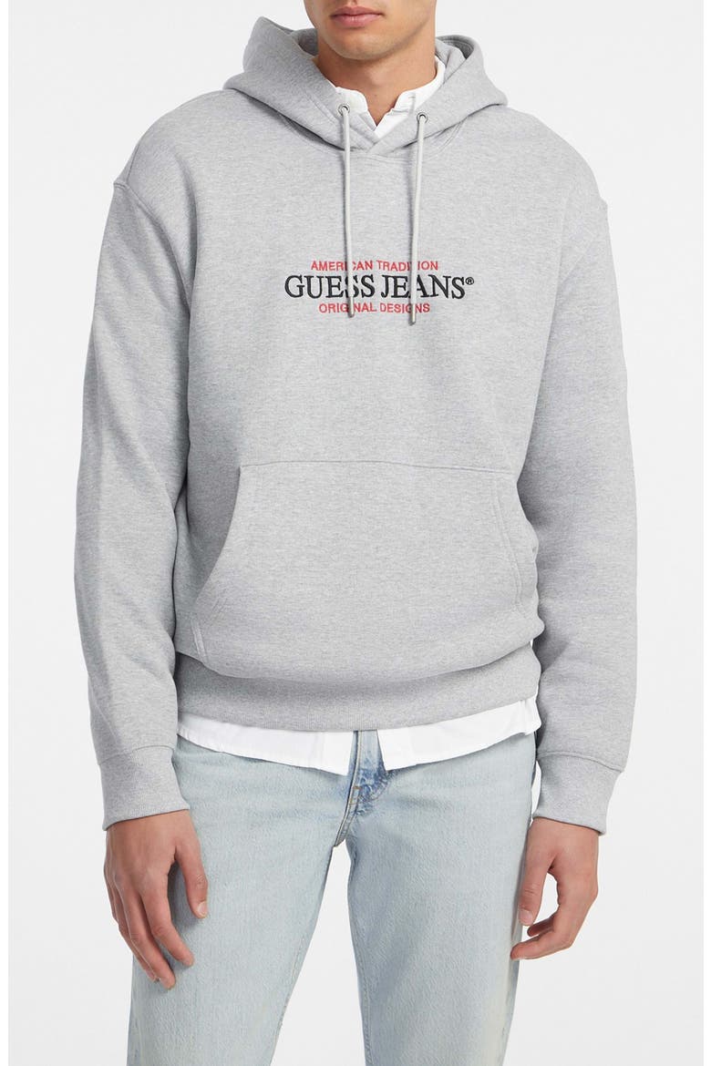 Embroidered Logo Graphic Hoodie, Main, color, GREY