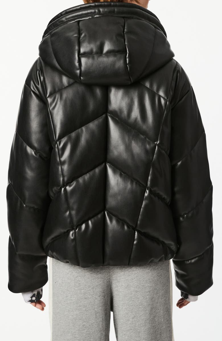 BERNIE Faux Leather Hooded Puffer Coat, Alternate, color,