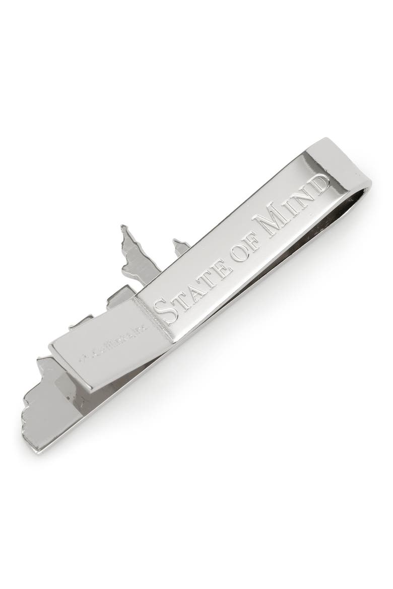 New York Skyline Tie Bar, Alternate, color, SILVER