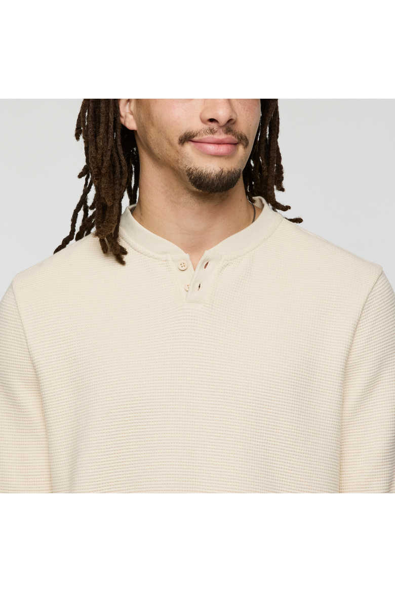 Atajo Long-Sleeve Waffle Henley - Men's, Alternate, color, Cream
