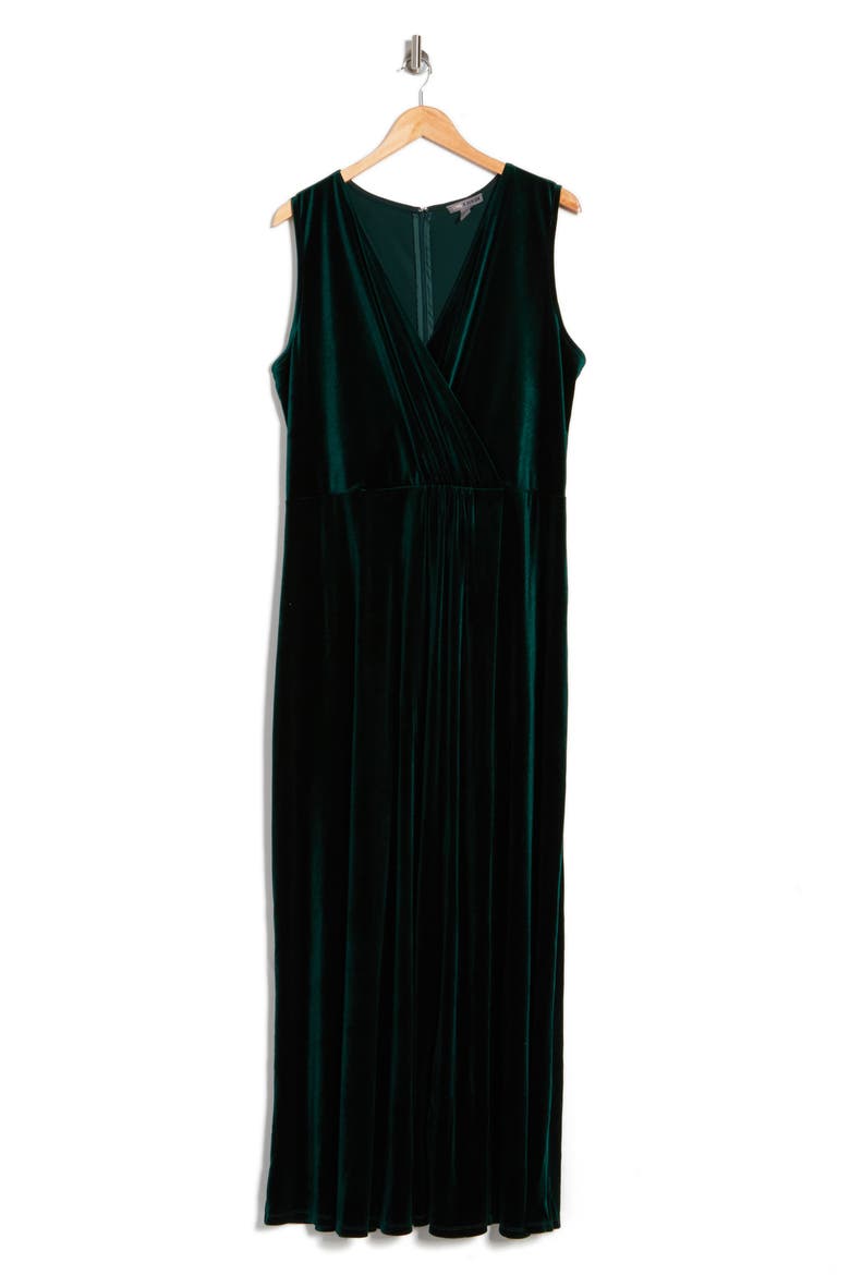 Munich Velvet Twist Front Sleeveless Maxi Dress, Alternate, color, EMERALD