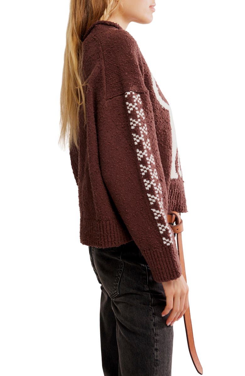 Free People Story Book Cotton Blend Sweater, Alternate, color, Chocolate Combo