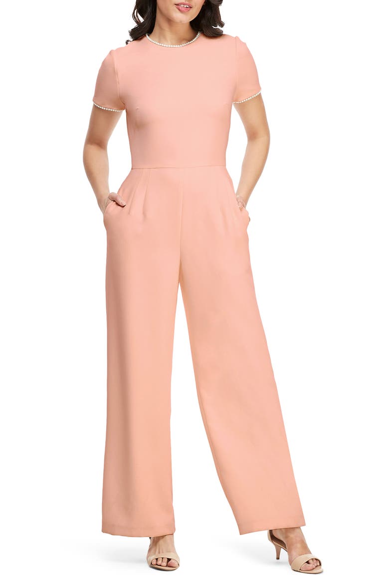 Pearl Trim Jumpsuit, Main, color, PUFF PINK