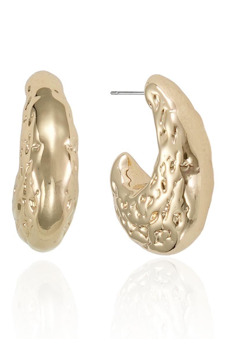Textured Small Hoop Earrings, Main, color, GOLD