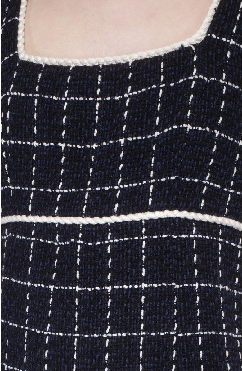 Anna Sui Windowpane Tweed Mini Dress, Alternate, color, Denim Multi