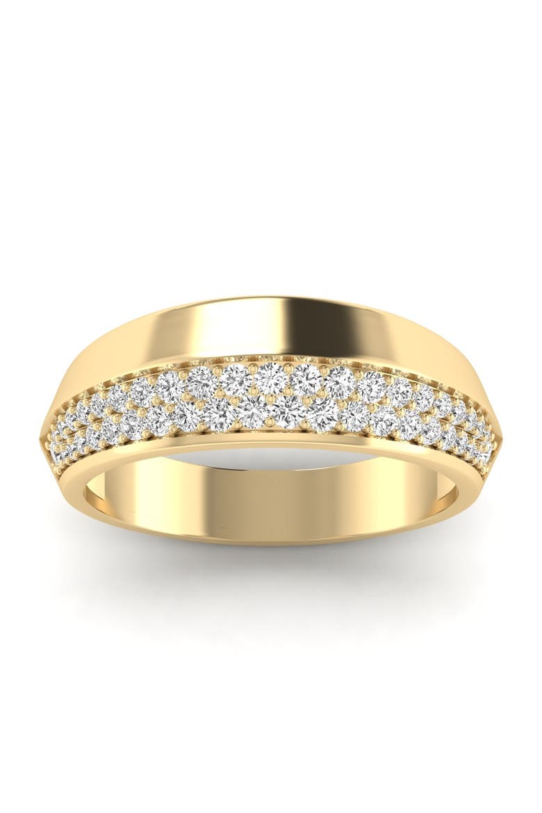 Gold and Pavé Knife Edge Lab Diamond Ring in 14K, Alternate, color, Yellow Gold