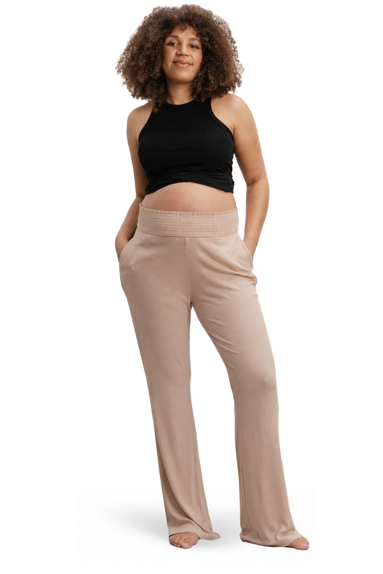 Super Soft Rib Maternity Pants, Main, color, Light Taupe