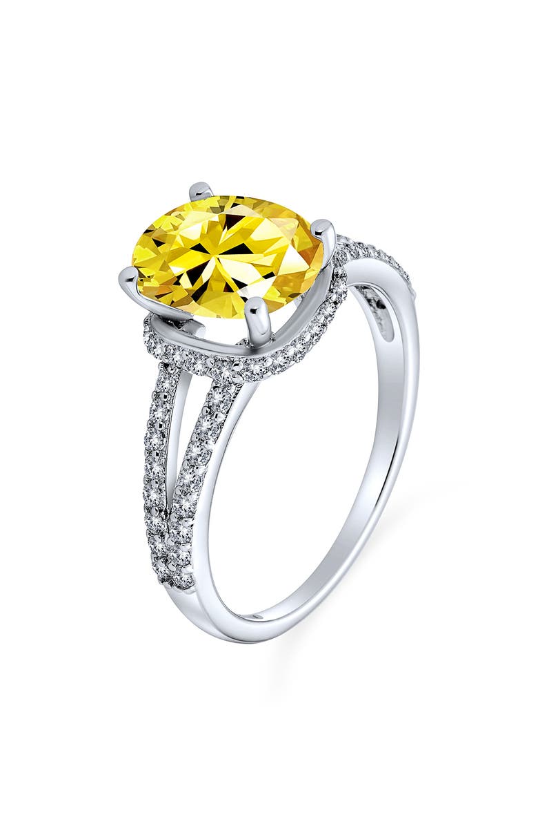 BLING JEWELRY Sterling Silver Cubic Zirconia Split Pave Shank Band Engagement Ring, Alternate, color, 
