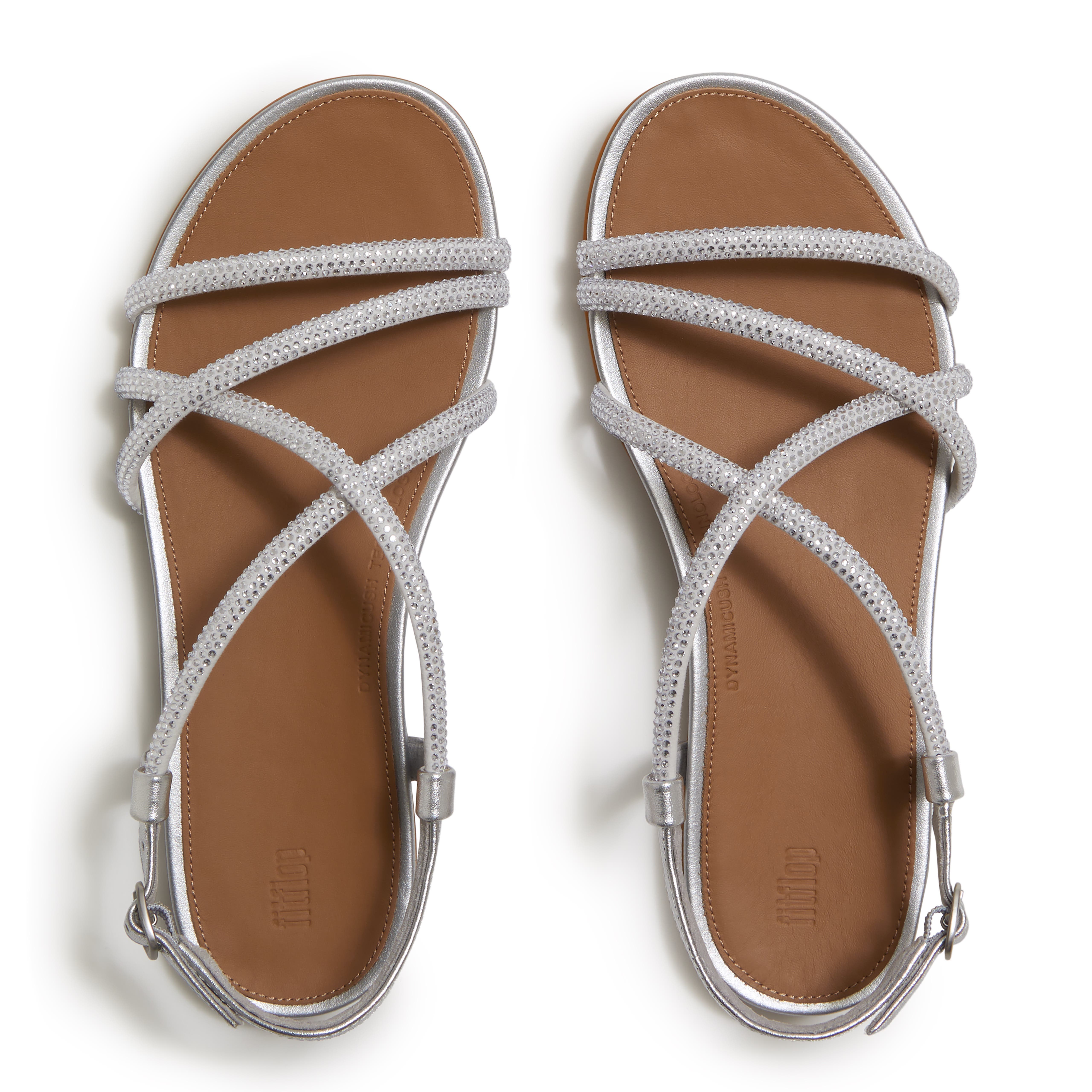 FitFlop Gracie Crystal Strappy Sandal, Alternate, color, Silver
