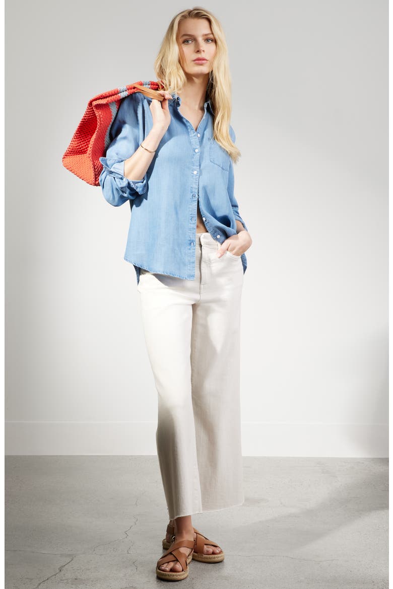 Chambray Button-Up Shirt, Alternate, color, MEDIUM WASH