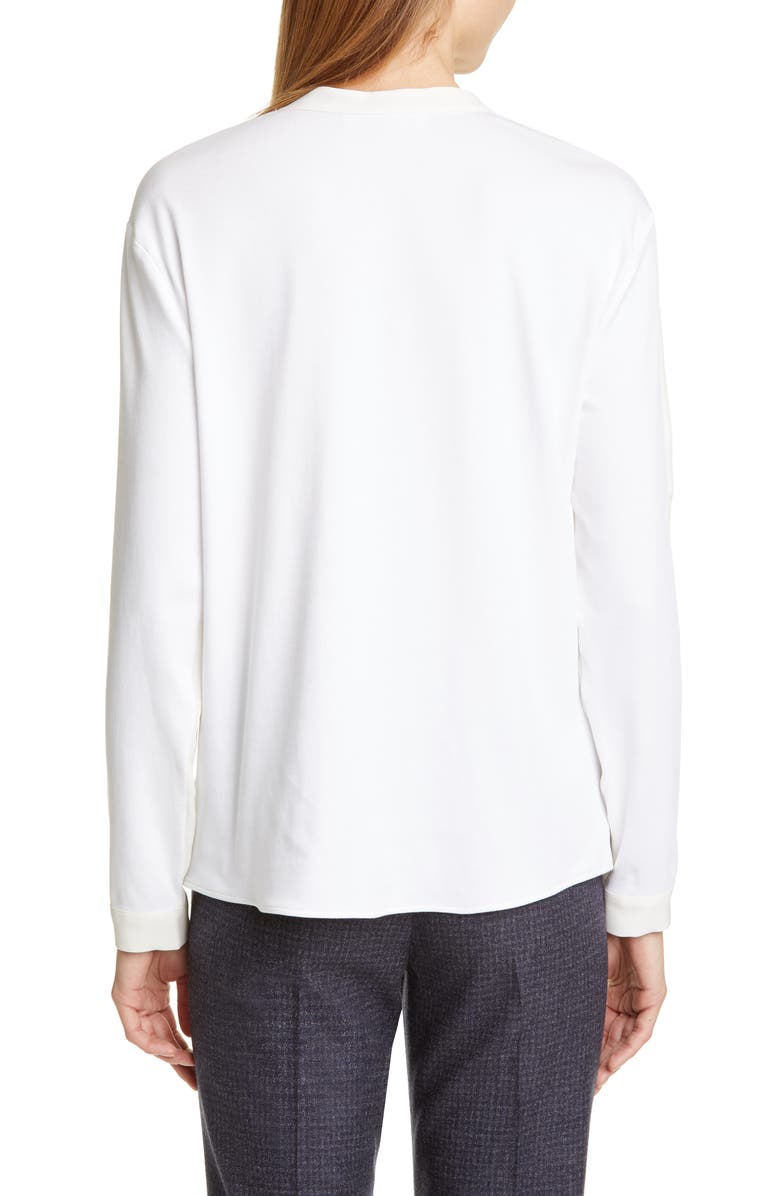 Fabiana Filippi Satin & Jersey Pullover Blouse, Alternate, color,