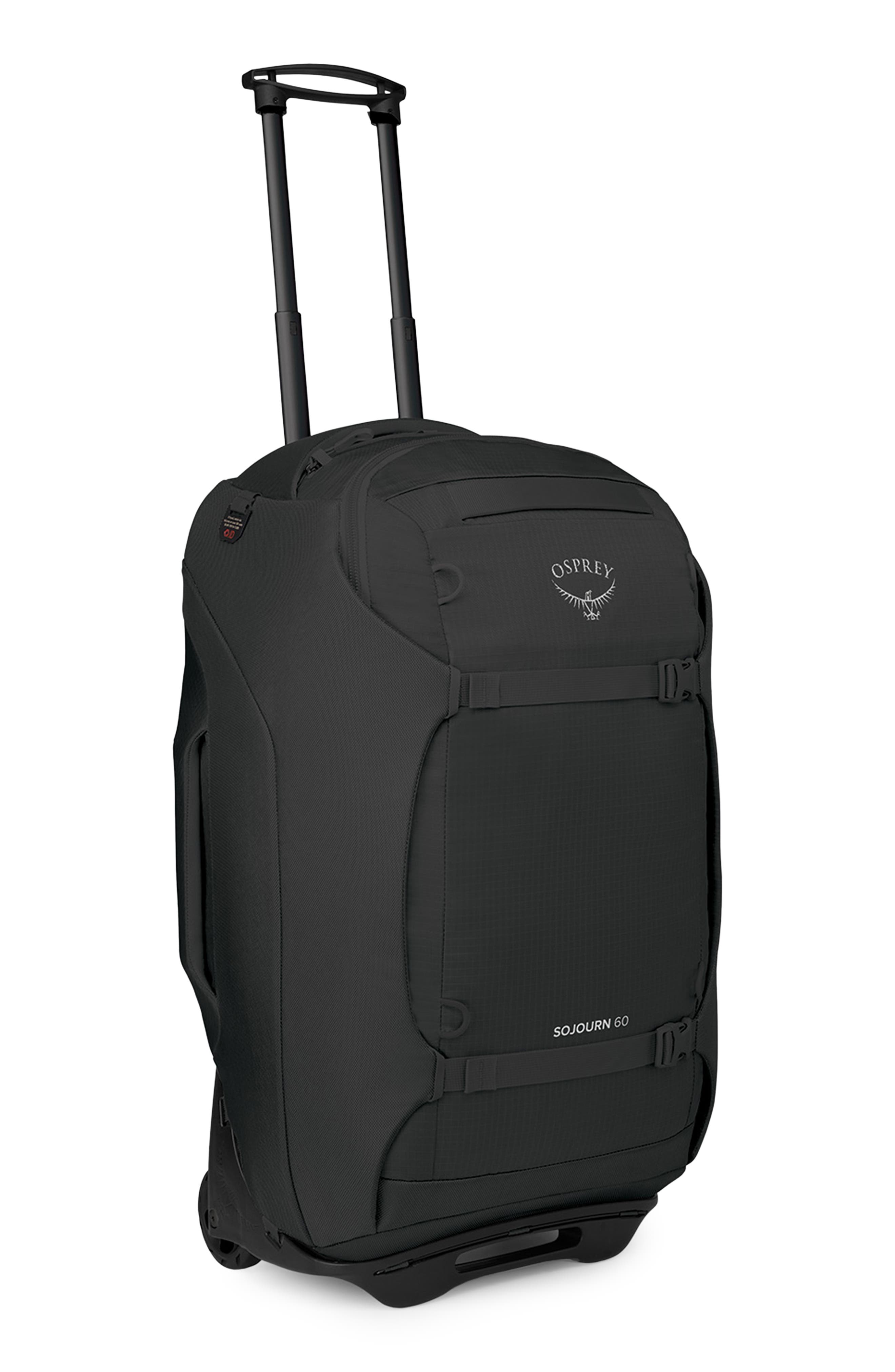 Osprey Sojourn 25-Inch 60-Liter Wheeled Recycled Nylon Travel Pack, Alternate, color, Black