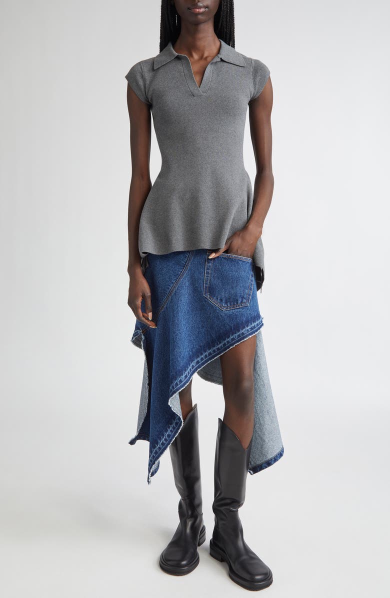 MONSE Handkerchief Hem Polo, Alternate, color, Charcoal