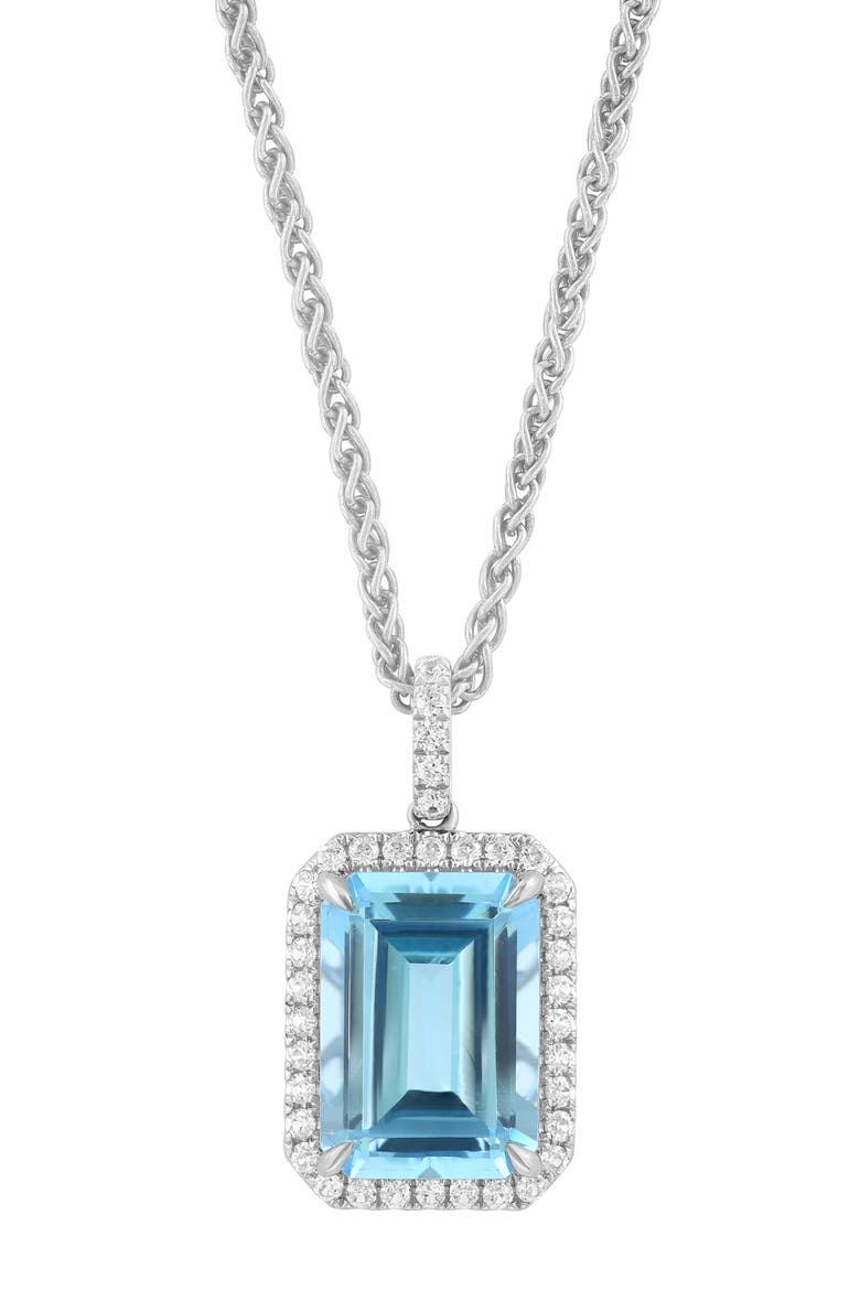 Emerald Cut Blue Topaz Pendant Necklace, Alternate, color, BLUE
