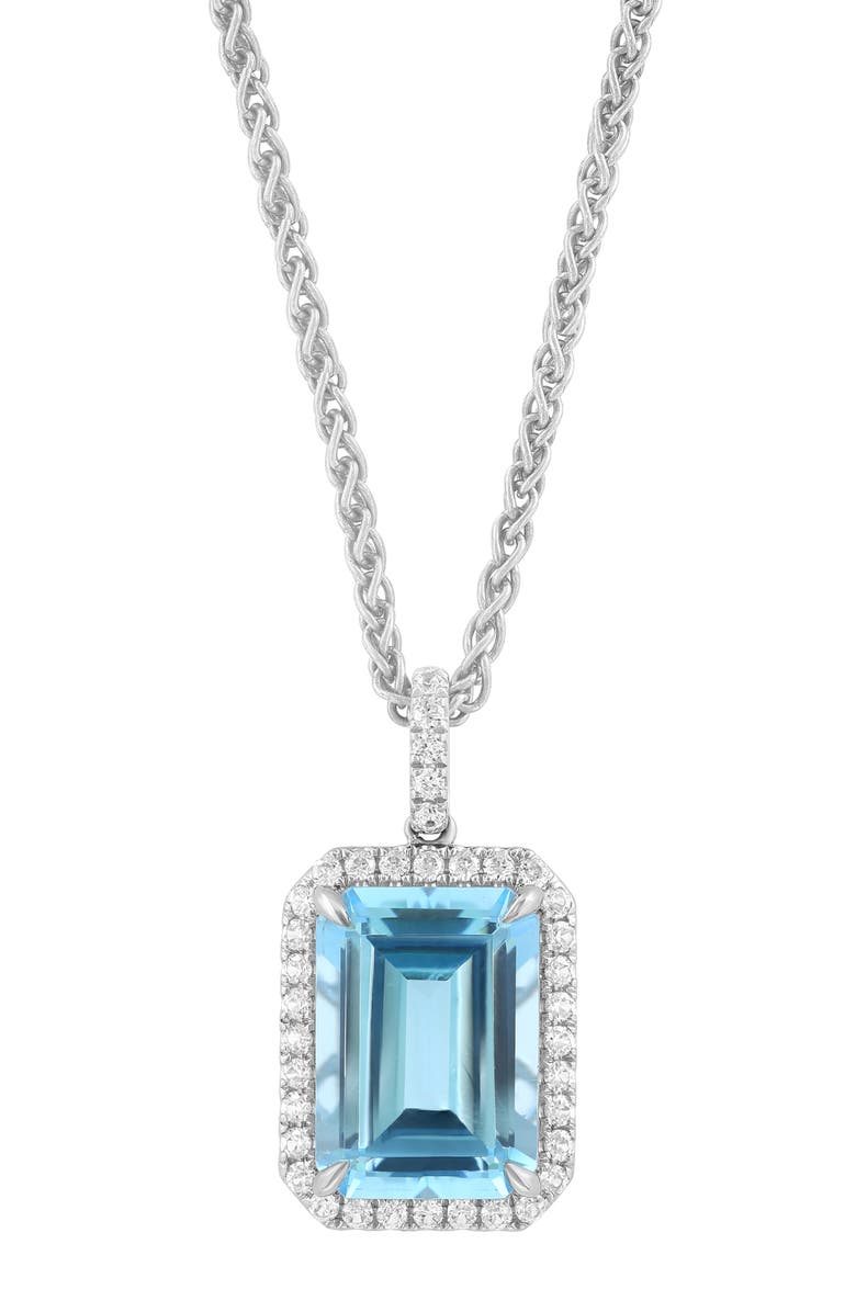 EFFY Emerald Cut Blue Topaz Pendant Necklace, Alternate, color, Blue