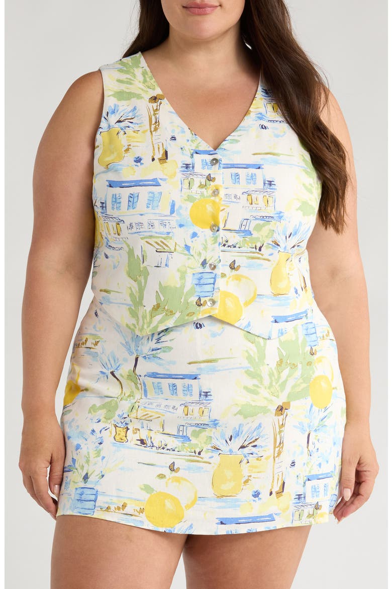 Kayri Print Vest, Main, color, IVORY/ BLUE