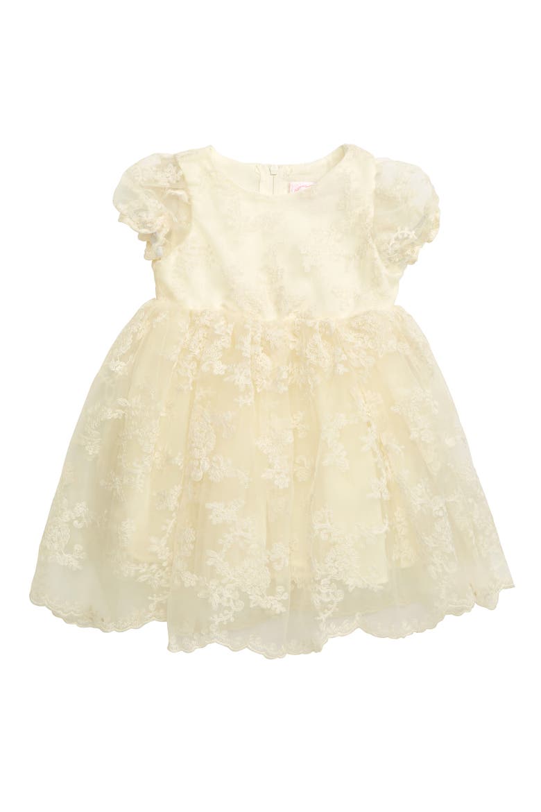 Floral Embroidered Organza Fit & Flare Dress, Main, color, CREAM
