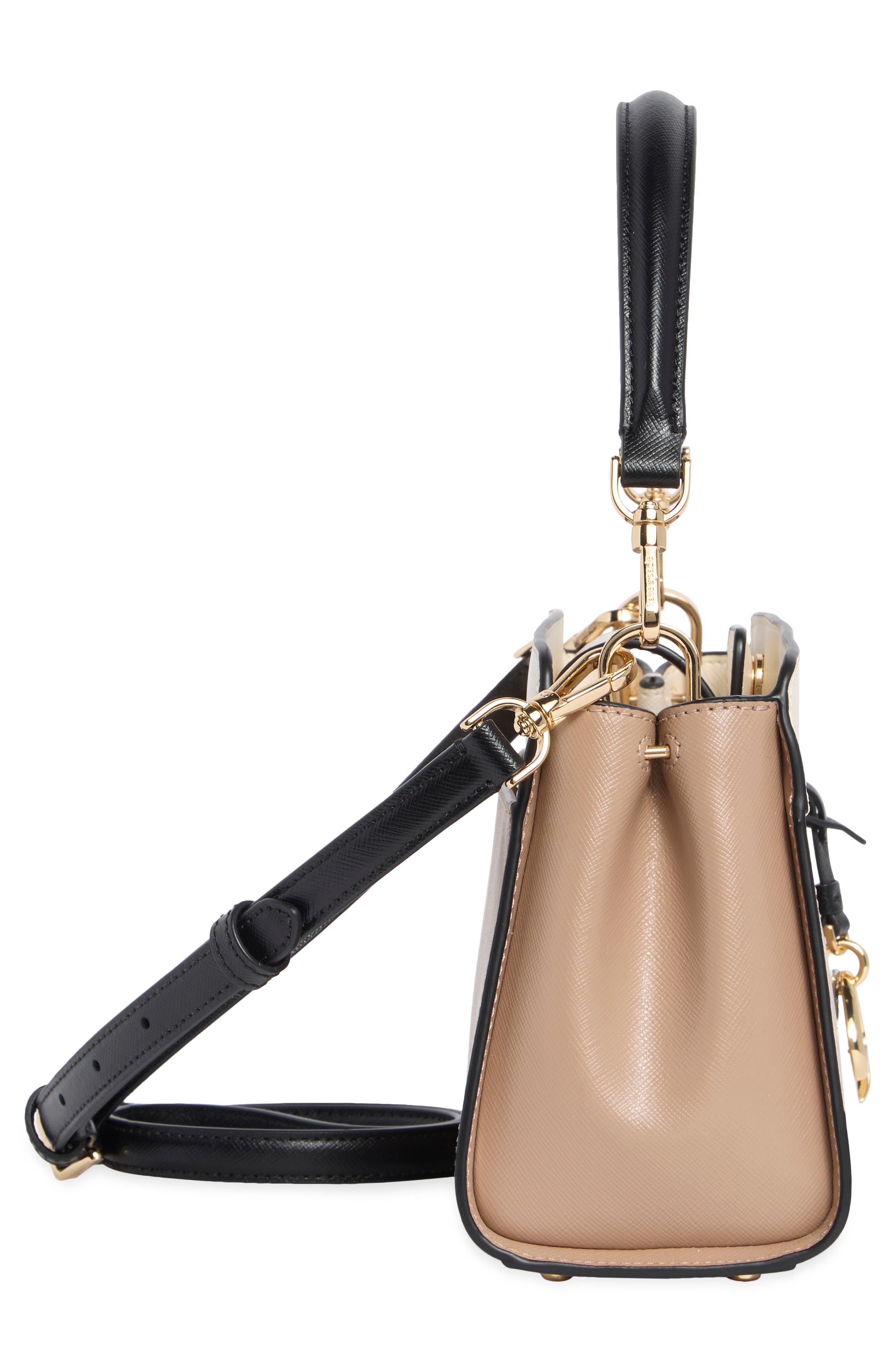 madison colorblock saffiano leather handheld bag, Alternate, color, TOASTED HAZELNUT MULTI