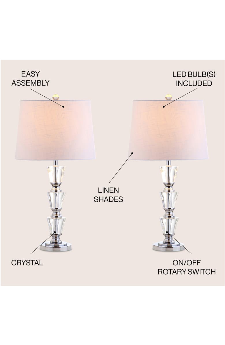 JONATHAN Y Layla 27" Crystal LED Table Lamp, Clear, Alternate, color,