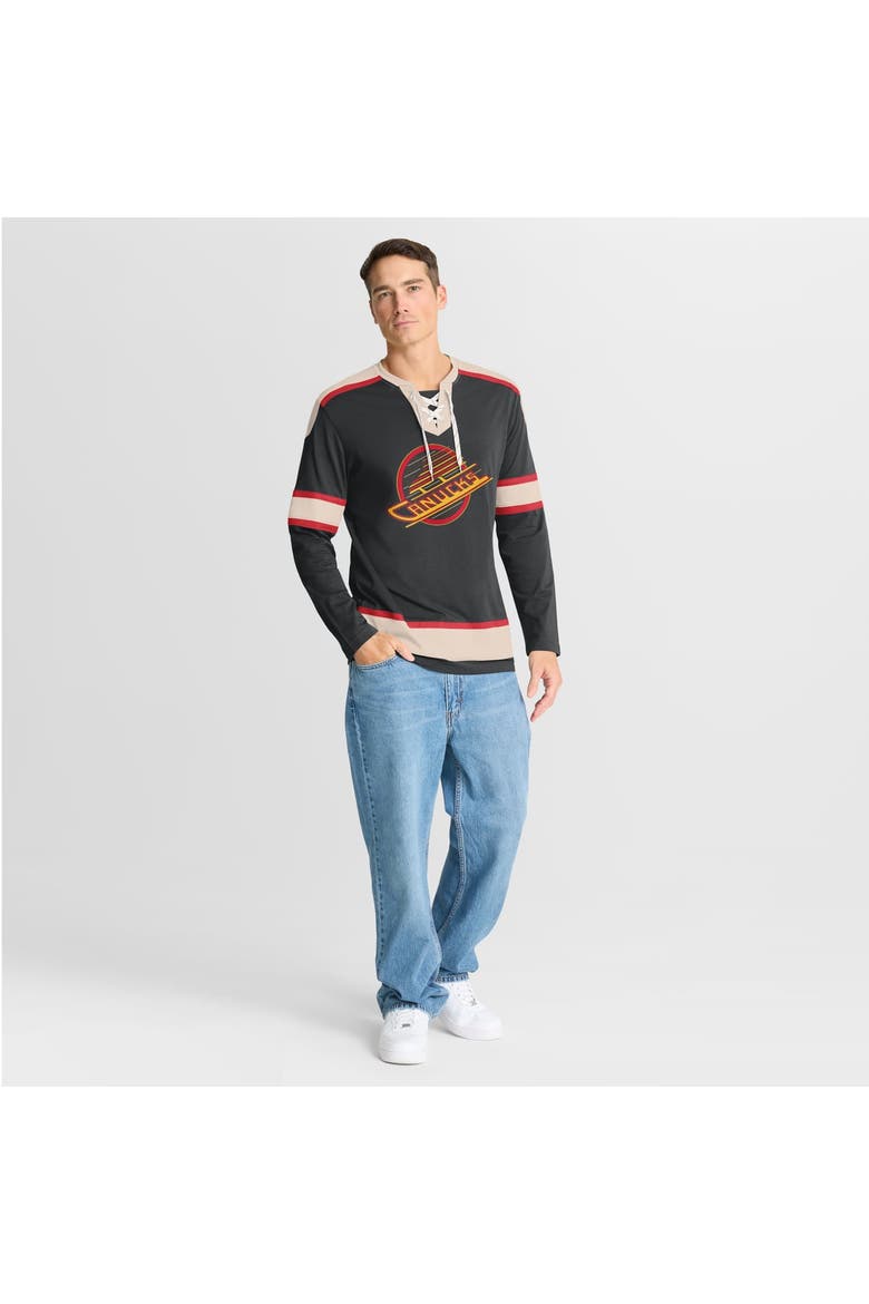 Men's Fanatics Black Vancouver Canucks Vintage Top Shelf Long Sleeve Shirt, Alternate, color, Black
