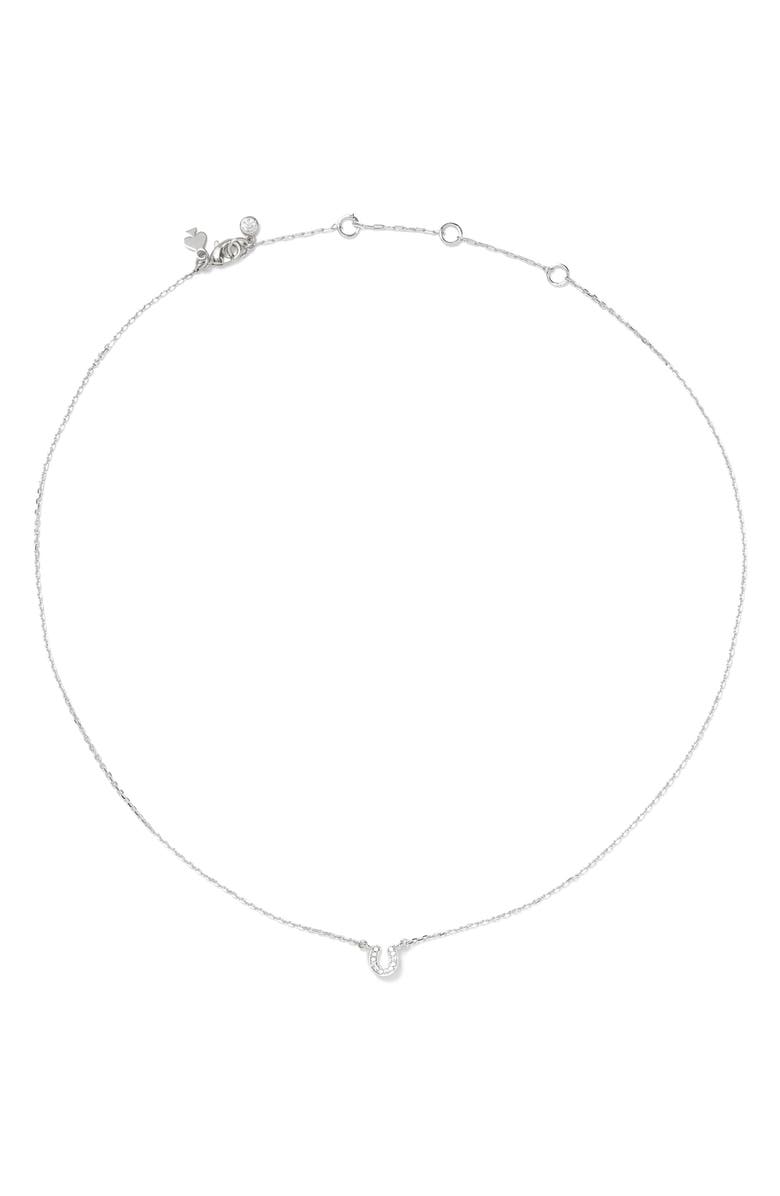 Kate Spade New York pavé horseshoe pendant necklace, Alternate, color, Clear/ Silver