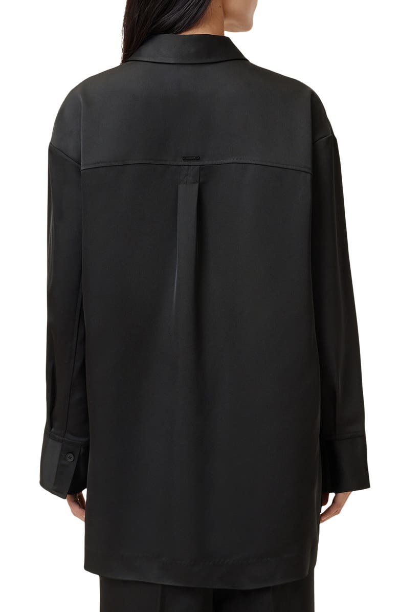 AllSaints Myrtle Longline Satin Shirt, Alternate, color,