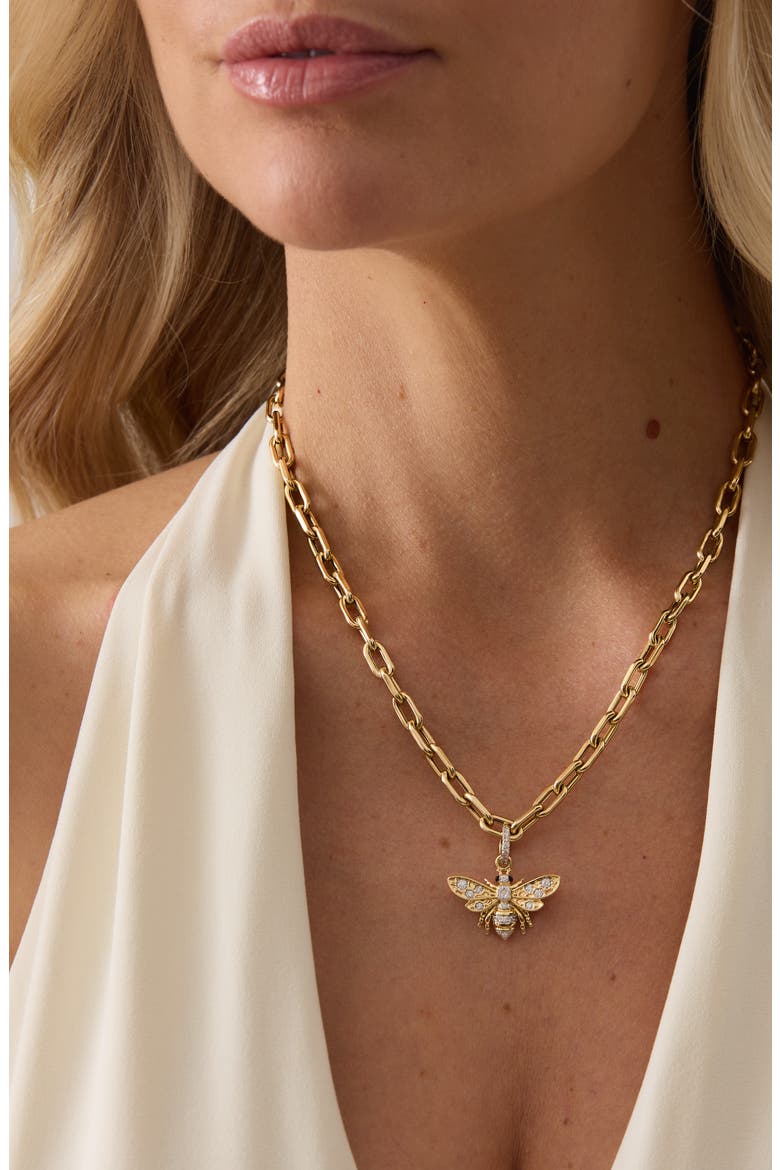 Queen Bee Diamond Charm, Alternate, color, YELLOW GOLD