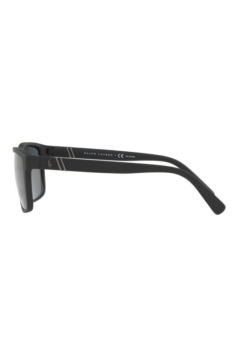 59mm Polarized Rectangular Sunglasses, Alternate, color, MATTE BLACK / POLAR GREY