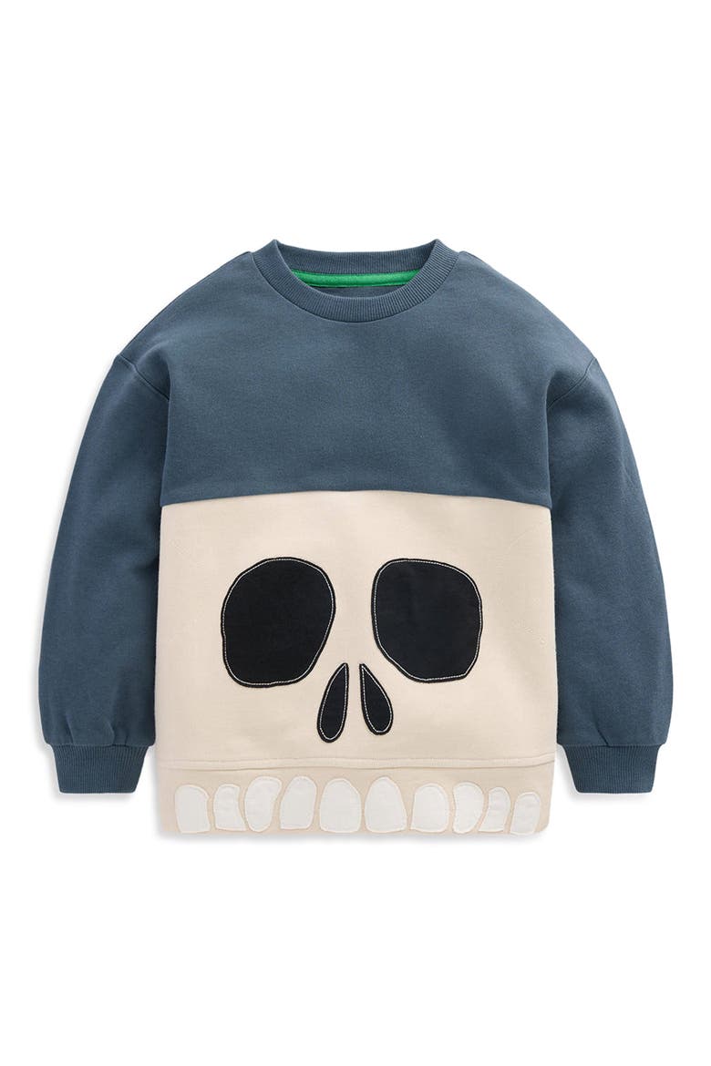 Kids' Glow Applique Sweatshirt, Main, color, COLLEGE NAVY SKULL