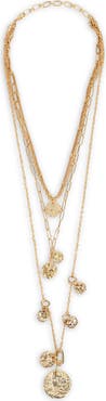 SAACHI Hammered Coin Charm Layered Necklace