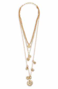 SAACHI Hammered Coin Charm Layered Necklace