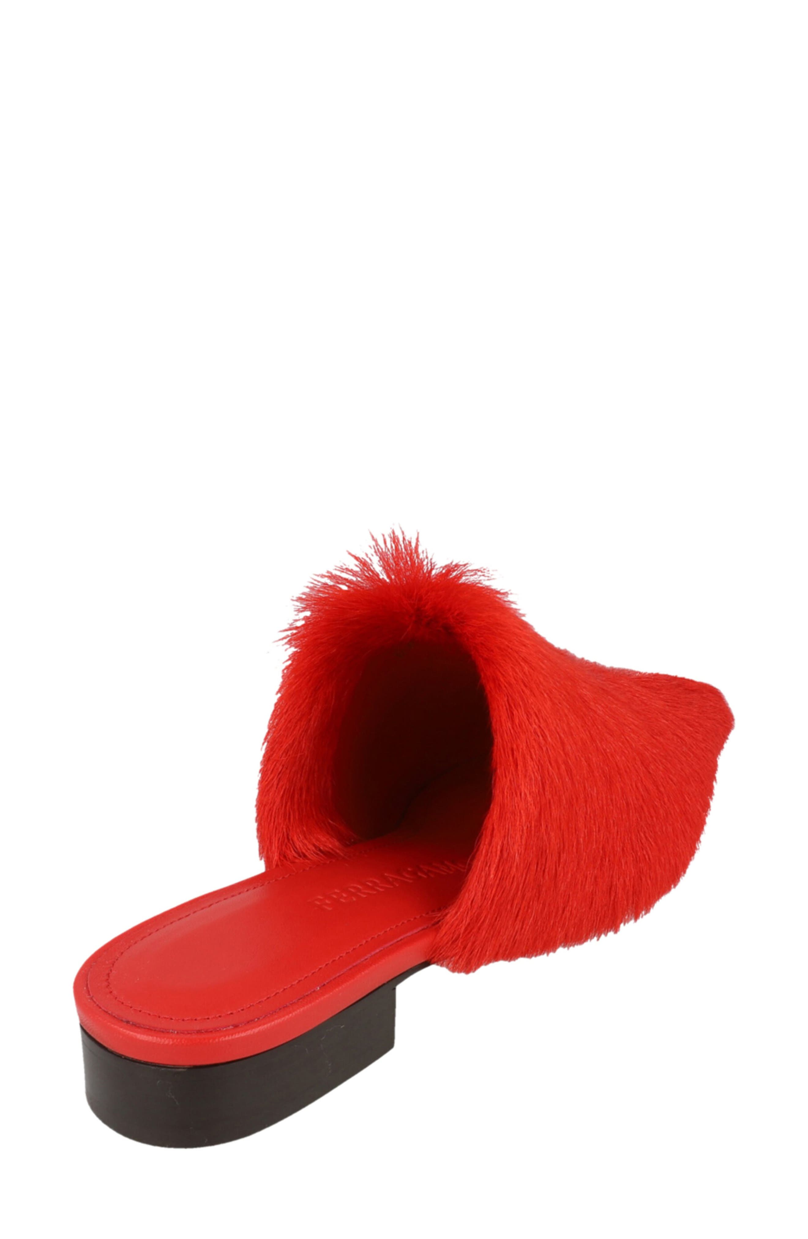 Selestina Genuine Hair Mule, Alternate, color, FLAME RED