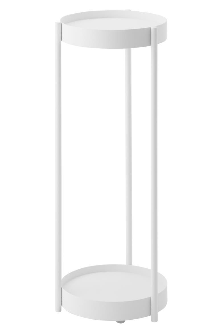 Rolling Two-Tier Plant Stand, Main, color, WHITE