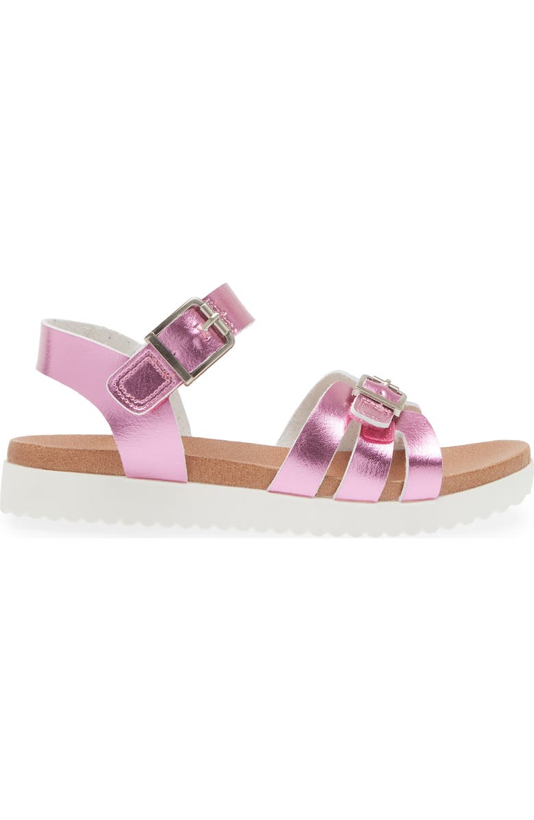 Nina Kids' Lacey Metallic Strappy Sandal, Alternate, color, Dark Pink Metallic