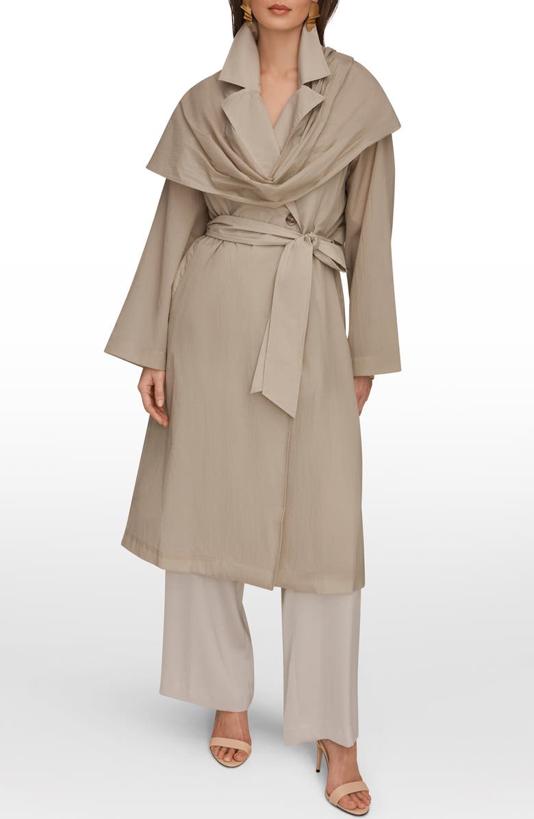 Donna Karan New York Belted Trench Coat with Drape, Main, color, Tuscan Grey