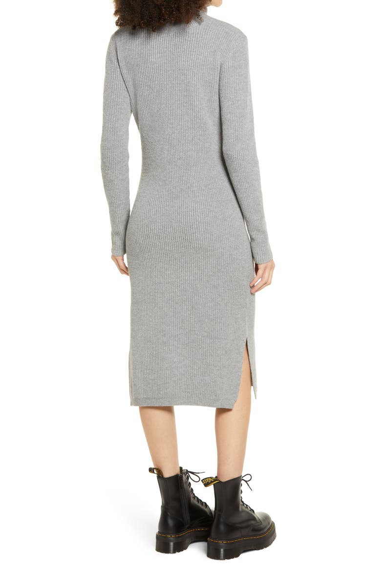 Sheerah Turtleneck Midi Sweater Dress, Alternate, color, H GREY