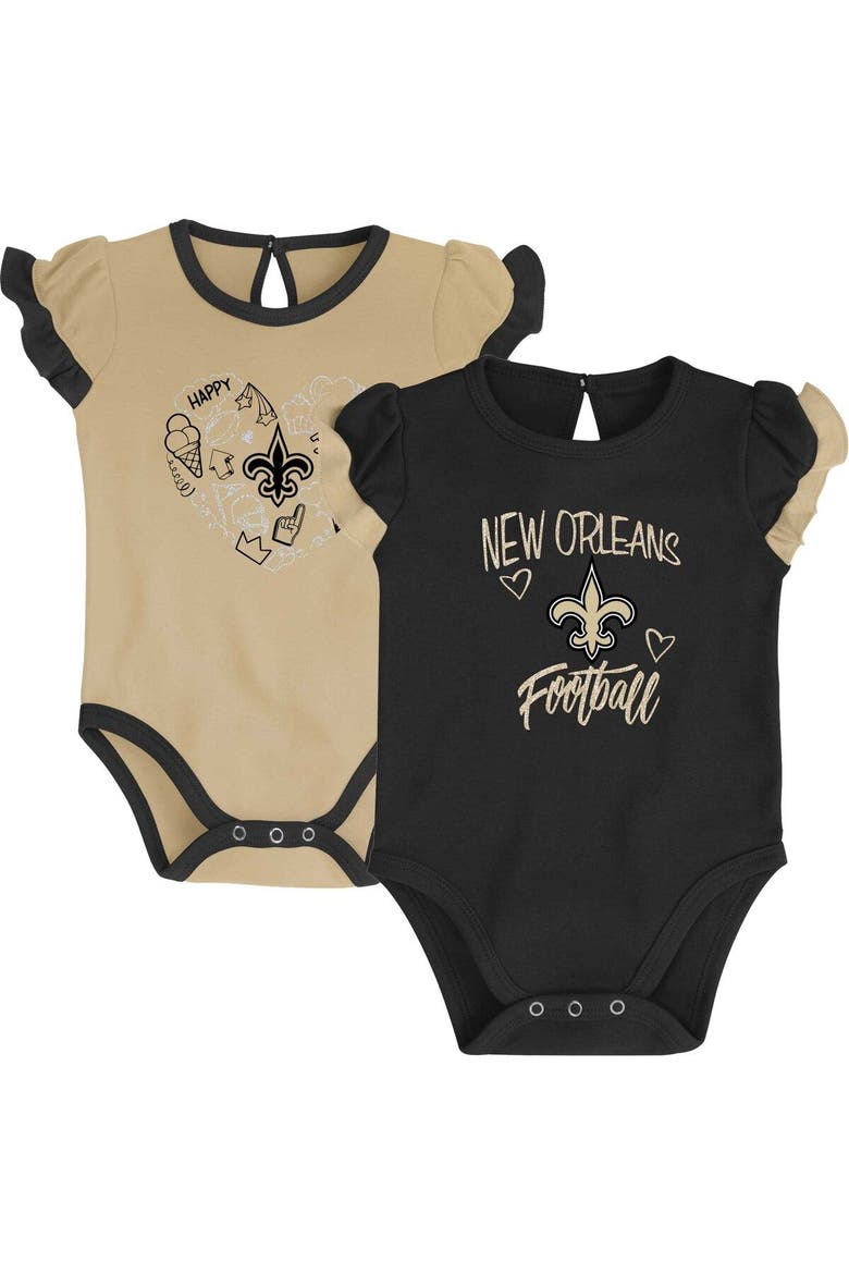 Newborn & Infant Black/Vegas Gold New Orleans Saints Too Much Love Two-Piece Bodysuit Set, Main, color, Black