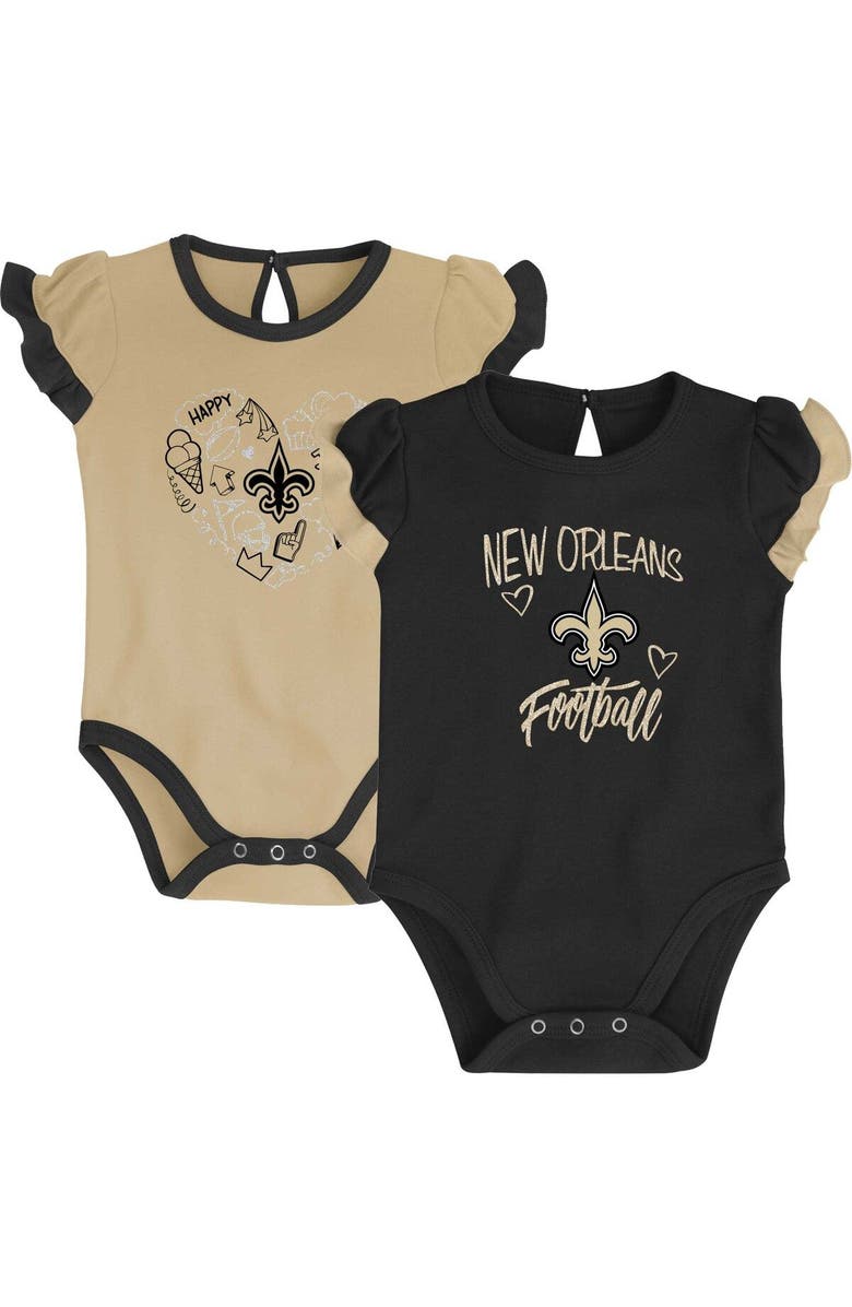 Outerstuff Newborn & Infant Black/Vegas Gold New Orleans Saints Too Much Love Two-Piece Bodysuit Set, Main, color, Black