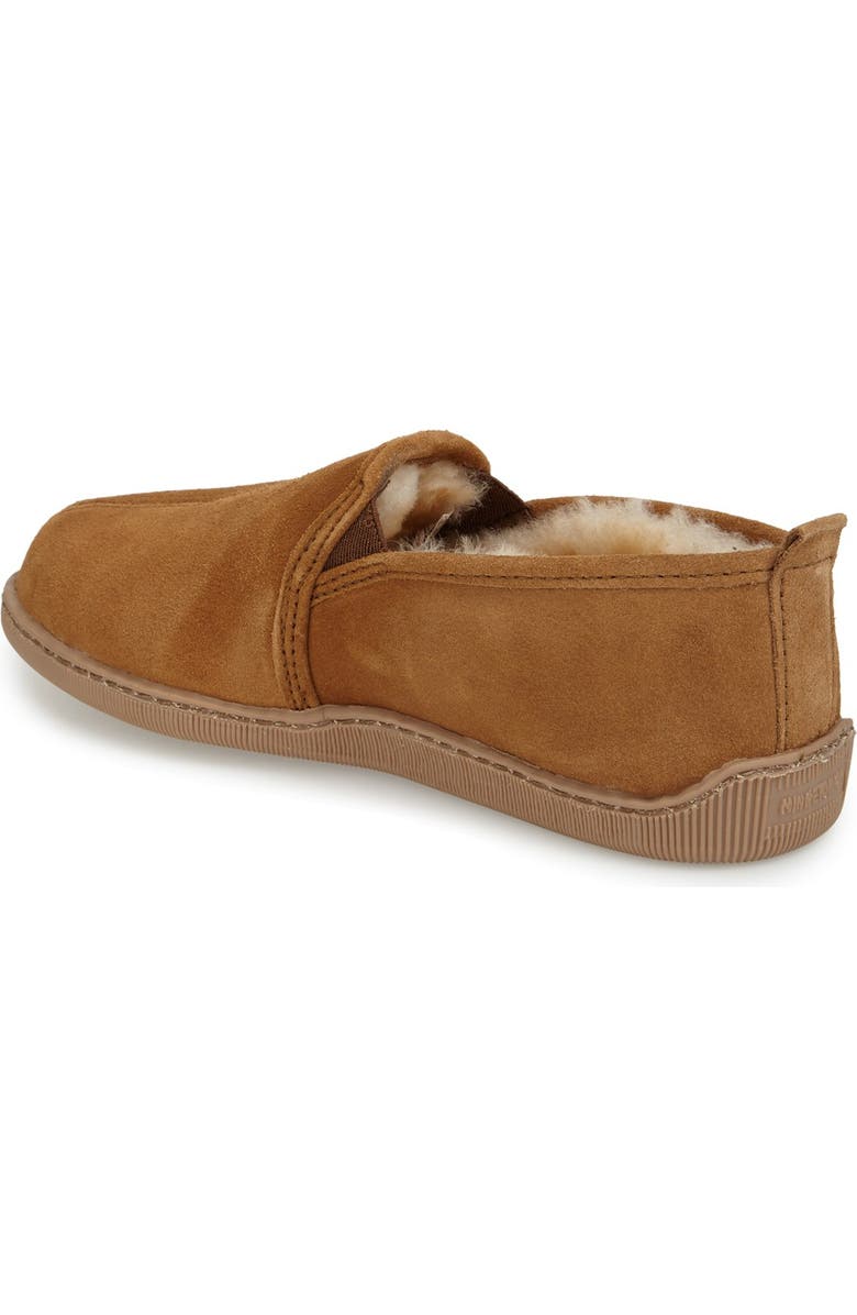 Minnetonka Genuine Shearling Lined Slipper, Alternate, color, Golden Tan