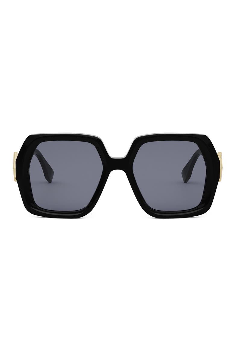 'Fendi Diamonds 51mm Square Sunglasses, Main, color, PNKO/SMKG