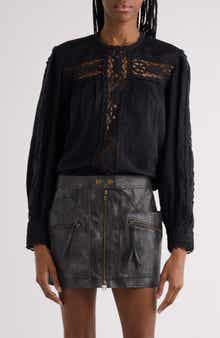 Isabel Marant Étoile Valmira Crochet Detail Linen & Cotton Top