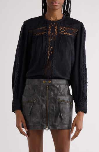 Isabel Marant Étoile Valmira Crochet Detail Linen & Cotton Top