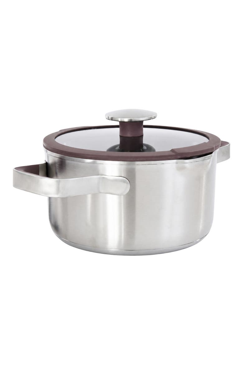 Elements 18/10 Stainless Steel 1.5-Quart Saucepan with Glass Lid, Alternate, color, PURPLE