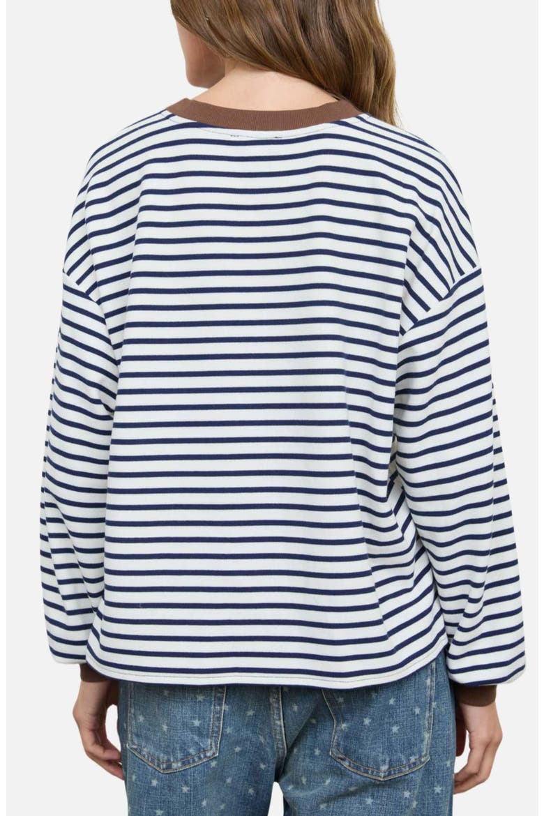 Stripe V-Stitch Long Sleeve Knit Top, Alternate, color, NAVY