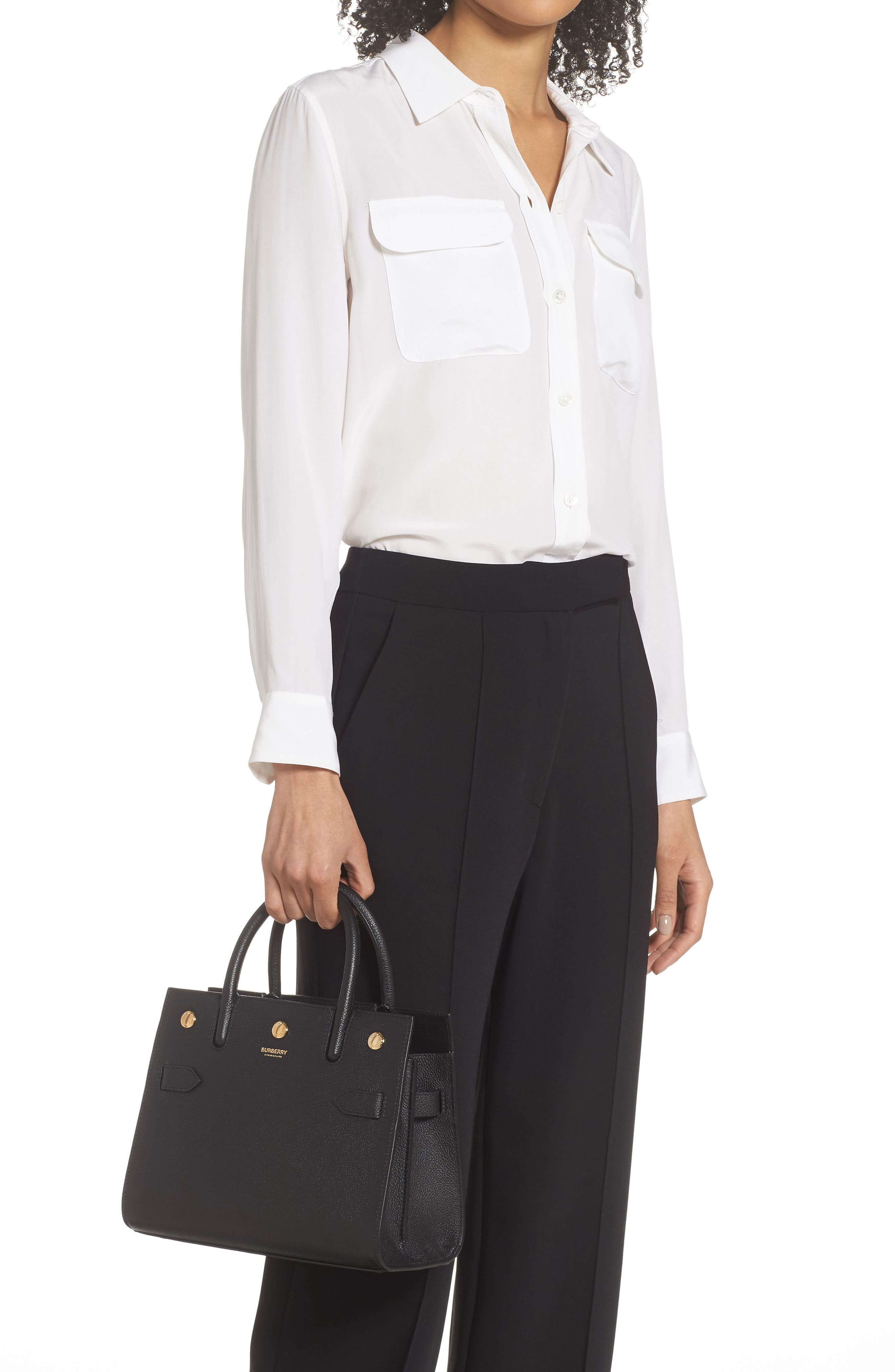 Burberry Mini Title Two-Handle Leather Bag, Alternate, color, 